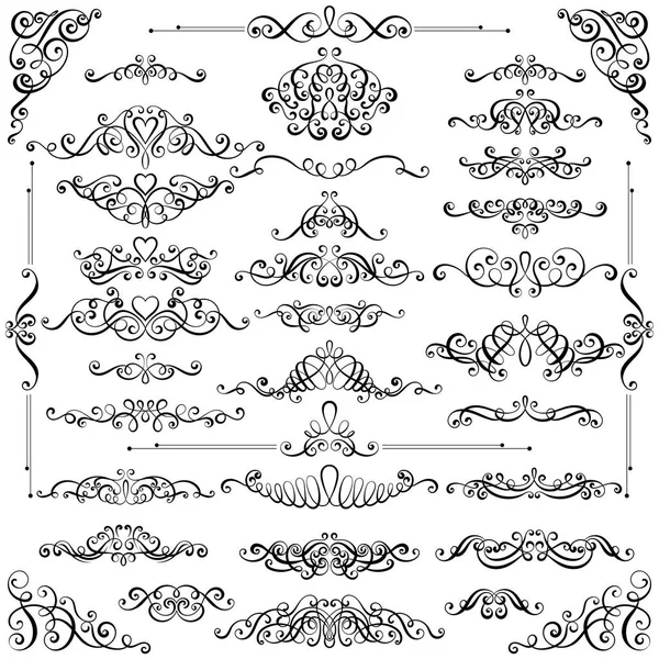 Vintage kaligrafi topluluğu geliştiği, bukleler ve dekorasyon için tebrik kartları, kitaplar veya bölücüler swirls.