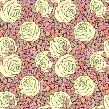 Çiçek dekoratif parlak pembe arka plan ile şirin gül, seamless modeli