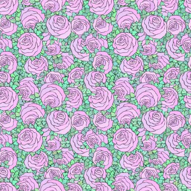 Çiçek dekoratif parlak pembe arka plan ile şirin gül, seamless modeli