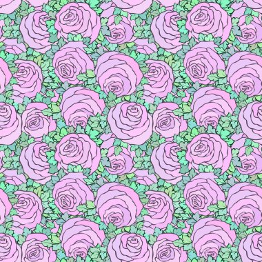 Çiçek dekoratif parlak pembe arka plan ile şirin gül, seamless modeli