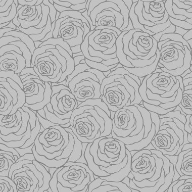 Şirin gül, tek renkli seamless modeli ile çiçek dekoratif siyah ve beyaz arka plan