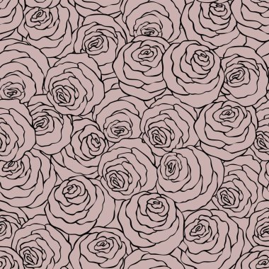 Çiçek dekoratif parlak pembe şirin gül ile seamless modeli bej renklerde