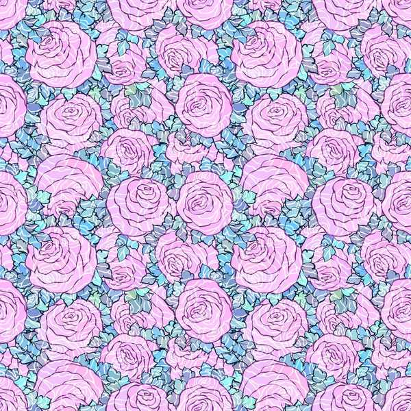 Floral fond rose vif décoratif avec des roses mignonnes, motif sans couture — Image vectorielle