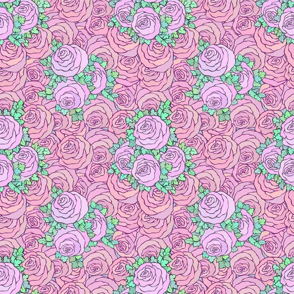 Çiçek dekoratif parlak pembe arka plan ile şirin gül, seamless modeli
