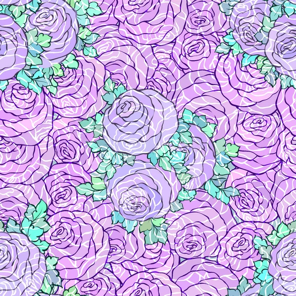 Çiçek dekoratif parlak pembe arka plan ile şirin gül, Lila renkli seamless modeli