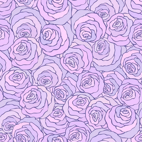 꽃 장식 밝은 분홍색 배경에 귀여운 장미, 라일락 컬러로 완벽 한 패턴 — 스톡 벡터