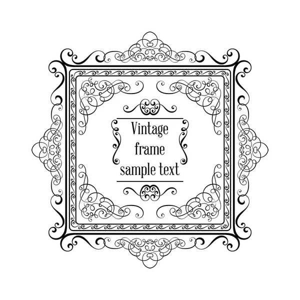 Plantilla de vector de tarjeta de felicitación ornamental vintage con marco y florece. Invitación, banner o certificado de lujo retro . — Vector de stock