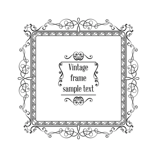 Vintage ornamental greeting card vector template with frame and flourishes. Retro luxury invitation, banner or certificate. — Stock Vector