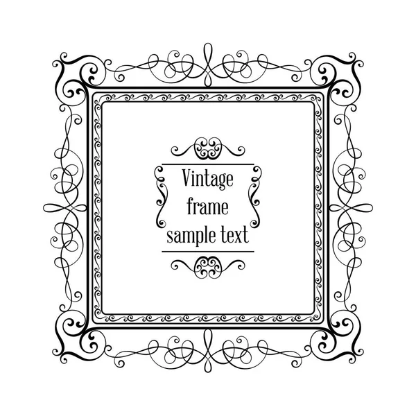 Vintage ornamental greeting card vector template with frame and flourishes. Retro luxury invitation, banner or certificate. — Stock Vector