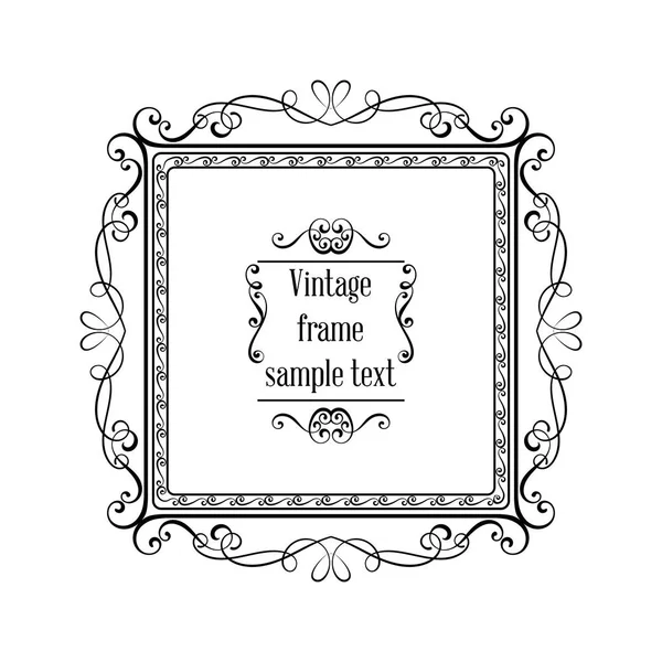 Vintage ornamental greeting card vector template with frame and flourishes. Retro luxury invitation, banner or certificate. — Stock Vector