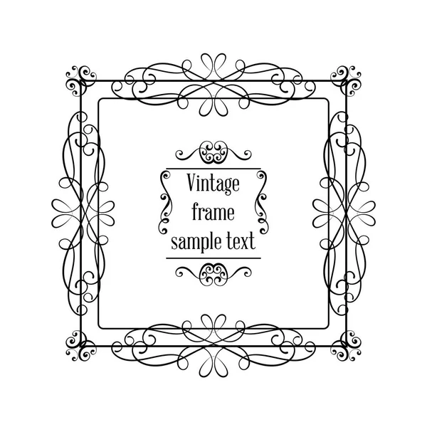 Vintage ornamentale Grußkarte Vektorschablone mit Rahmen und blüht. Retro Luxus Einladung, Banner oder Zertifikat. — Stockvektor