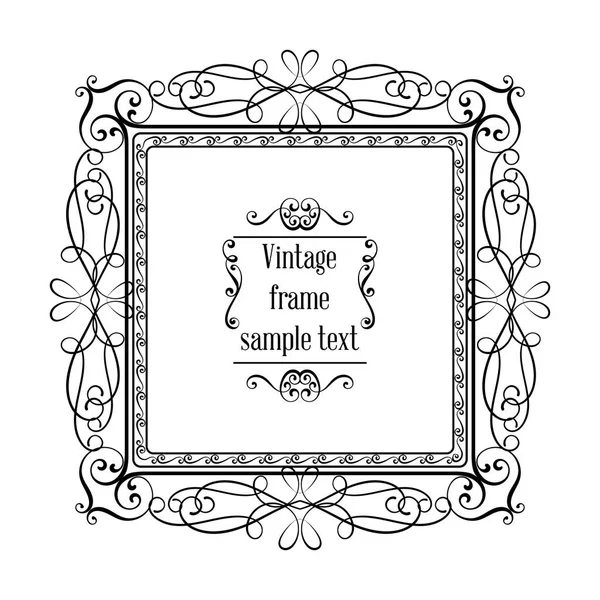 Vintage ornamental greeting card vector template with frame and flourishes. Retro luxury invitation, banner or certificate. — Stock Vector