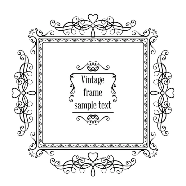 Vintage ornamental greeting card vector template with frame and flourishes. Retro luxury invitation, banner or certificate. — Stock Vector