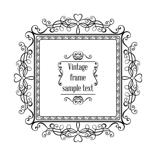 Vintage ornamental greeting card vector template with frame and flourishes. Retro luxury invitation, banner or certificate. — Stock Vector