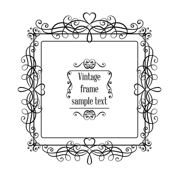 Modèle vectoriel de carte de vœux ornementale vintage avec cadre et fleurit. Invitation de luxe rétro, bannière ou certificat . — Image vectorielle