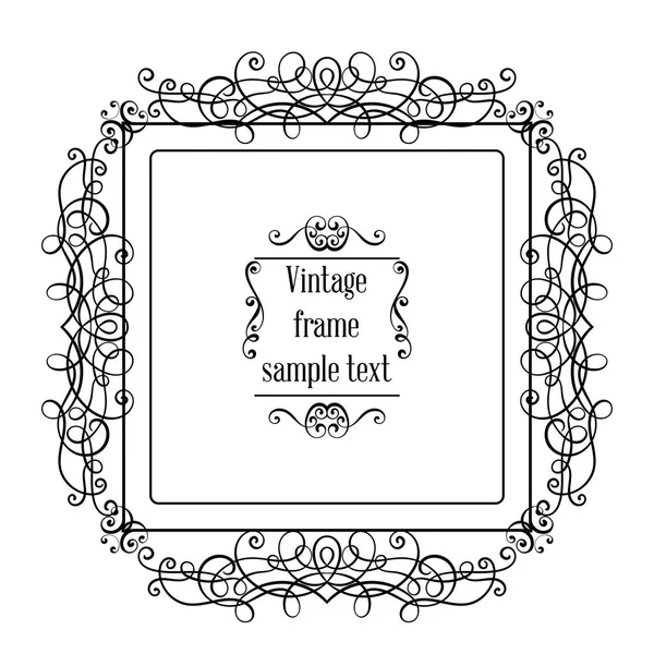 Vintage ornamentale Grußkarte Vektorschablone mit Rahmen und blüht. Retro Luxus Einladung, Banner oder Zertifikat. — Stockvektor