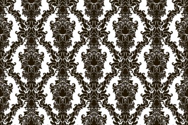 Dikişsiz soyut Şam desen. Siyah ve beyaz vektör arka plan. Kaydırma, duvar kağıdı, çini süsleme