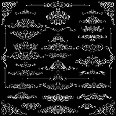 Vintage kaligrafi topluluğu geliştiği, bukleler ve dekorasyon için tebrik kartları, kitaplar veya bölücüler swirls.