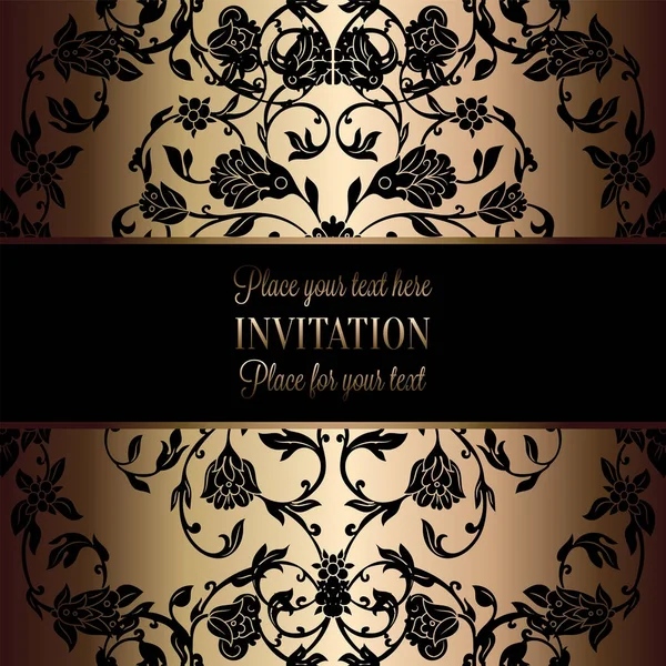 Modèle Invitation Mariage Baroque Vintage Avec Fond Papillon Décoration Traditionnelle — Image vectorielle