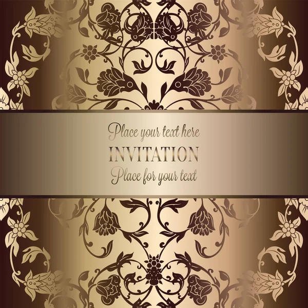 Vintage Barokk Esküvői Meghívó Sablon Pillangó Háttérrel Hagyományos Dekoráció Esküvőre — Stock Vector