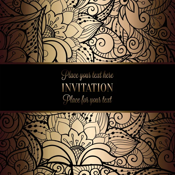 Modèle Invitation Mariage Baroque Vintage Avec Fond Papillon Décoration Traditionnelle — Image vectorielle