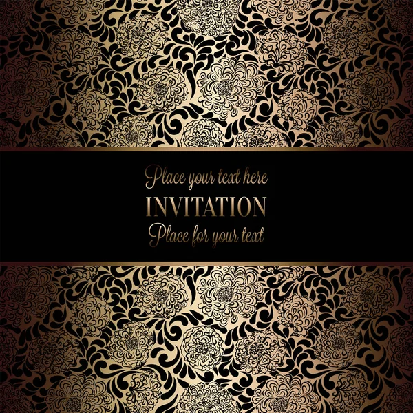 Modèle Invitation Mariage Baroque Vintage Avec Fond Papillon Décoration Traditionnelle — Image vectorielle