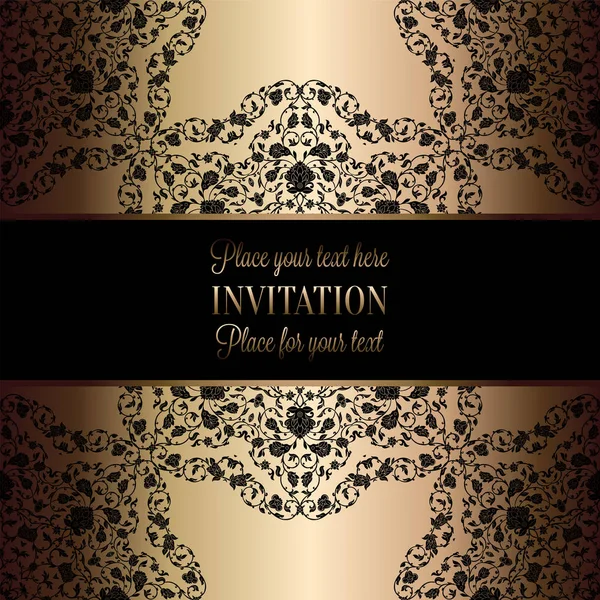 Modèle Invitation Mariage Baroque Vintage Avec Fond Papillon Décoration Traditionnelle — Image vectorielle