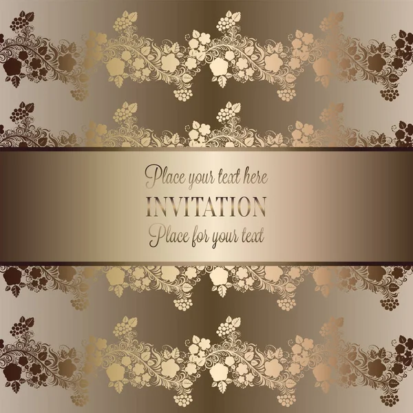 Modèle Invitation Mariage Baroque Vintage Avec Fond Papillon Décoration Traditionnelle — Image vectorielle