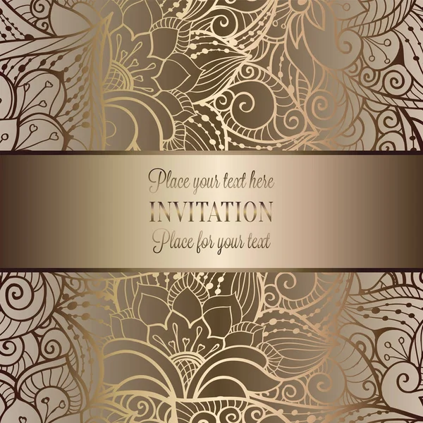 Modèle Invitation Mariage Baroque Vintage Avec Fond Papillon Décoration Traditionnelle — Image vectorielle