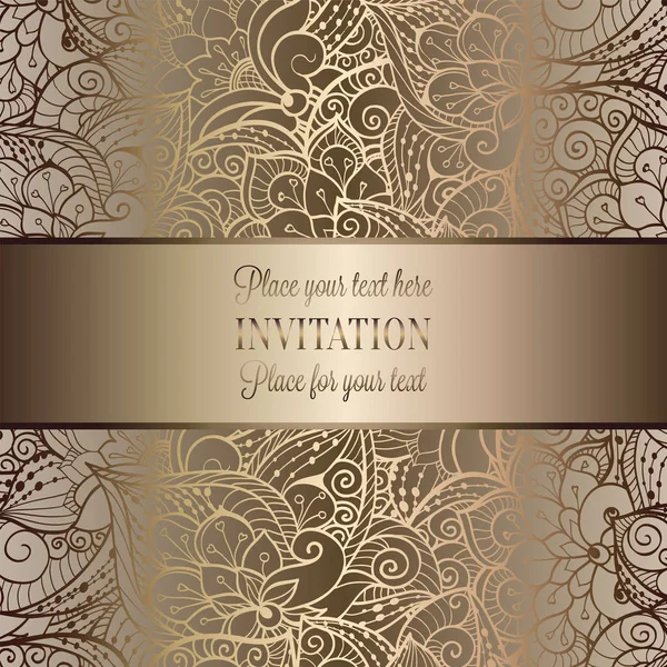 Modèle Invitation Mariage Baroque Vintage Avec Fond Papillon Décoration Traditionnelle — Image vectorielle