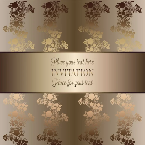 Modèle Invitation Mariage Baroque Vintage Avec Fond Papillon Décoration Traditionnelle — Image vectorielle