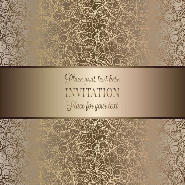 蝶背景を持つヴィンテージ バロック式結婚式招待状テンプレート 結婚式のための伝統的な装飾 ベージュとゴールドのベクトル図 — ストックベクタ