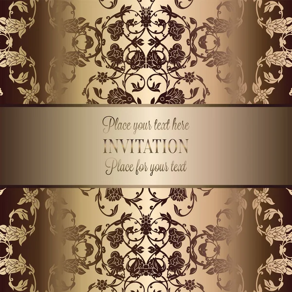 Modèle Invitation Mariage Baroque Vintage Avec Fond Papillon Décoration Traditionnelle — Image vectorielle