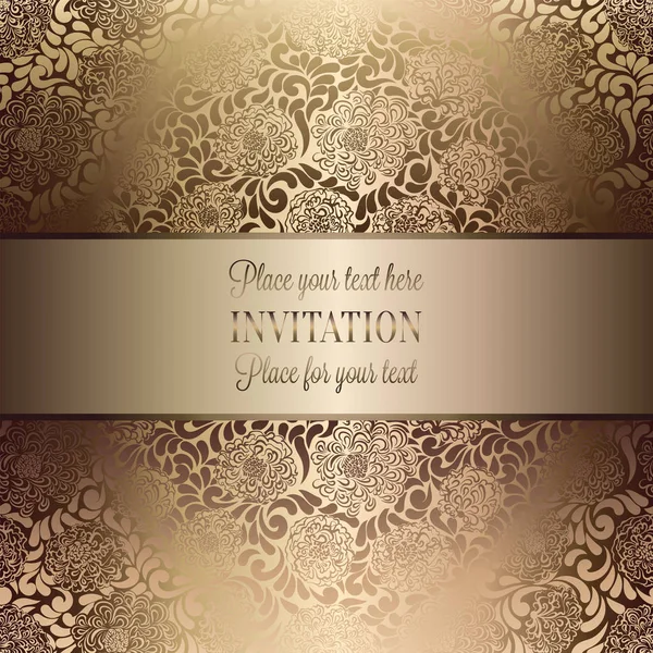 Modèle Invitation Mariage Baroque Vintage Avec Fond Papillon Décoration Traditionnelle — Image vectorielle