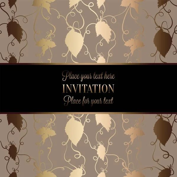 Vintage baroque Wedding Invitation template with butterfly background. Traditional decoration for wedding. Vector illustration in beige and gold — Stock Vector