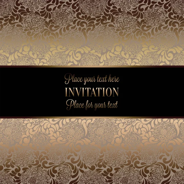 蝶背景を持つヴィンテージ バロック式結婚式招待状テンプレート。結婚式のための伝統的な装飾。ベージュとゴールドのベクトル図 — ストックベクタ