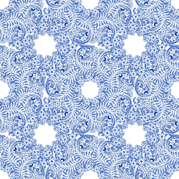 Russische ornamentale traditionelle Malkunst Stil gzhel. blau fl — Stockvektor