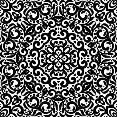 Siyah ve beyaz süsleri, tek renkli karmaşık arka plan ile seamless modeli. Kabile etnik süsleme, dekoratif Yinelenen doku sonsuz döşeme, duvar kağıdı Doğu zarif stil veya doku