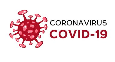 Çizgi film konsepti Coronavirus logosu kırmızı COVID-19 nCov 2019 virüs çizimi