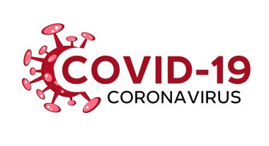 Çizgi film konsepti Coronavirus logosu kırmızı COVID-19 nCov 2019 virüs çizimi