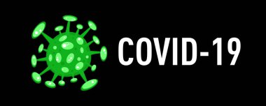 Çizgi film konsepti Coronavirus logosu yeşil COVID-19 nCov 2019 virüs çizimi