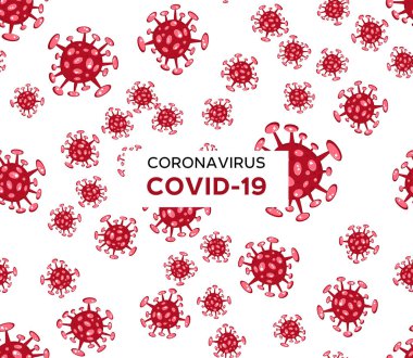 Çizgi film konsepti Coronavirus logosu kırmızı COVID-19 nCov 2019 virüs çizimi
