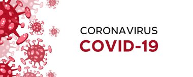 Çizgi film konsepti Coronavirus logosu kırmızı COVID-19 nCov 2019 virüs çizimi