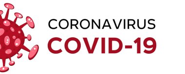 Çizgi film konsepti Coronavirus logosu kırmızı COVID-19 nCov 2019 virüs çizimi