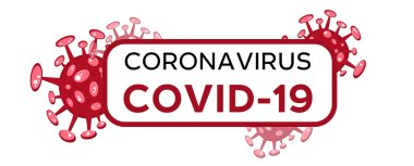 Çizgi film konsepti Coronavirus logosu kırmızı COVID-19 nCov 2019 virüs çizimi