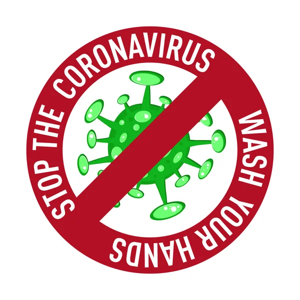 Desenhos Animados Conceito Stop Coronavirus Logotipo Verde Covid Ncov 2019 — Vetor de Stock