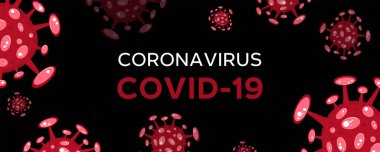 Çizgi film konsepti Coronavirus logosu kırmızı COVID-19 nCov 2019 virüs çizimi