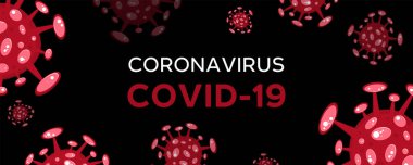 Çizgi film konsepti Coronavirus logosu kırmızı COVID-19 nCov 2019 virüs çizimi