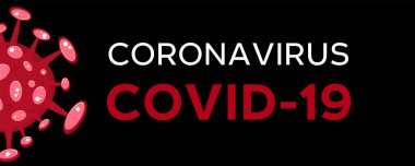 Çizgi film konsepti Coronavirus logosu kırmızı COVID-19 nCov 2019 virüs çizimi