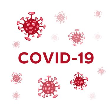 Çizgi film konsepti Coronavirus logosu kırmızı COVID-19 nCov 2019 virüs çizimi